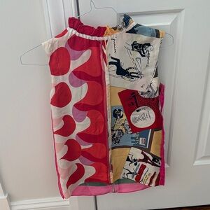 D&G Pink Red Multicolor Sleeveless Graphic Patchwork Blouse 🌿